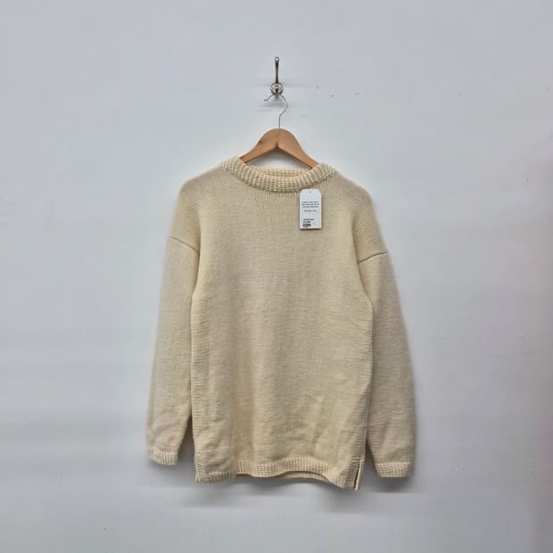 핸드메이드 아이보리색 니트 스웨터 남녀공용 L