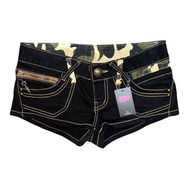 d.i.a 다이아 지퍼참 카모 포인트 데님숏팬츠 갸루y2k펑크