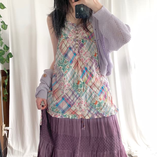purple patchwork sleeveless 