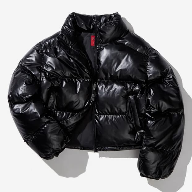 비터셀즈 글로시 크롭 푸퍼 자켓-블랙