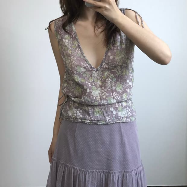 빈티지 셔링 블라우스