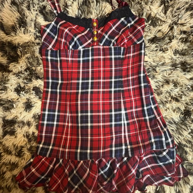 펑크 타탄체크 원피스