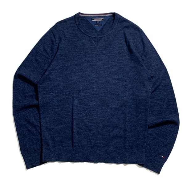 타미힐피거 라운드 블루 니트