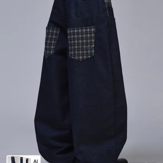 포인트 체크 논페이드 데님 팬츠 팝니다