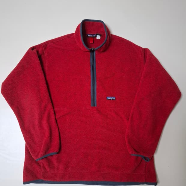 XL 파타고니아 90s 마수피얼 레드 하프집업 플리스 신칠라