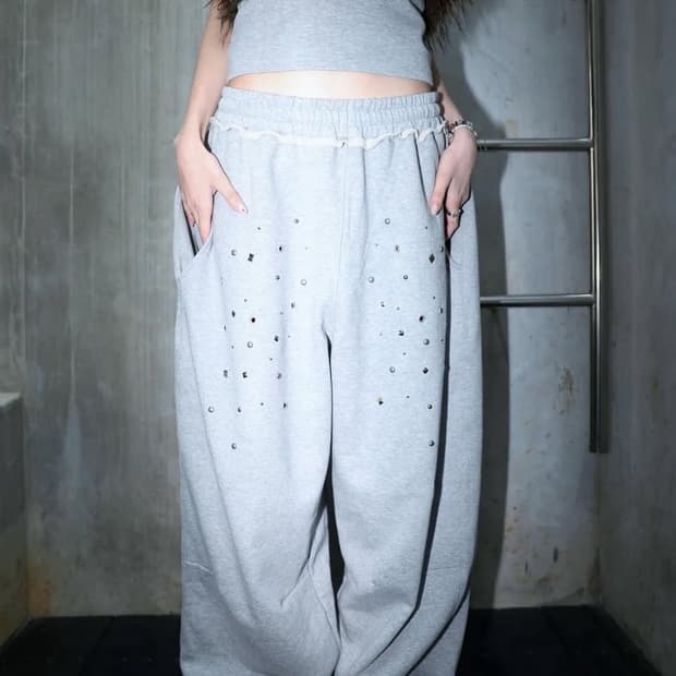 (새상품) Aldiyouu 알디유 스터드 팬츠 그레이