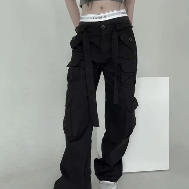 빈티지 블랙 카고 팬츠 바지