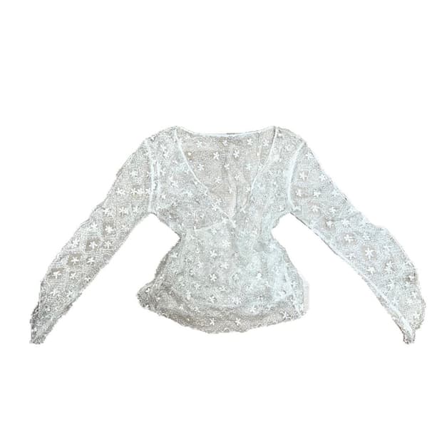 빈티지 레이스 시스루 레이어드 탑 