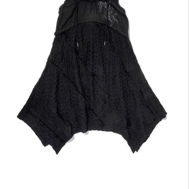 허그유어스킨 Lace patchwork dress (Black)