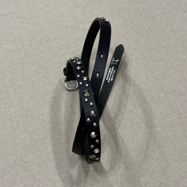 요지야마모토 주얼 스터드 레더 벨트