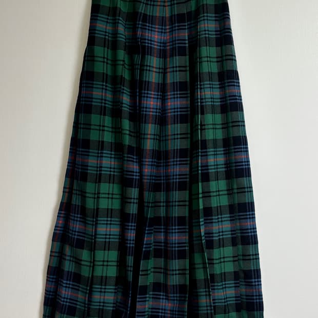 꼼데가르송 로브 드 샹브르 울 체크 플리츠 스커트