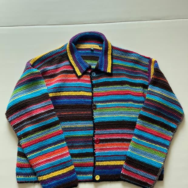 [L] cpfm 크로셰 니트 가디건 블루