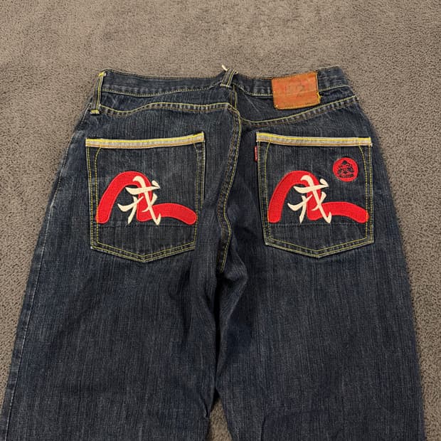 [정품/34] 에비수 제팬 Lot2004 빅로고 자수 엠브로이드 데님팬츠