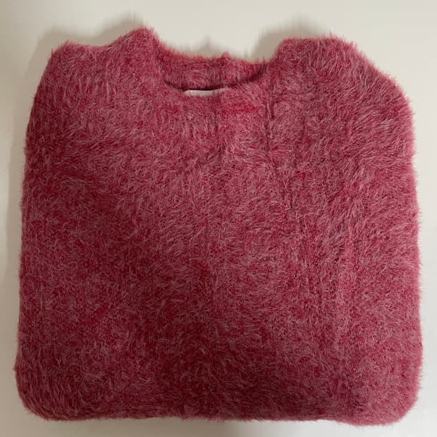 노매뉴얼 헤어리 와인색 니트 L