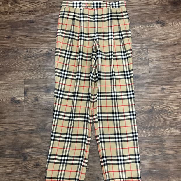 버버리 90s 노바체크 울 팬츠 베이지 30