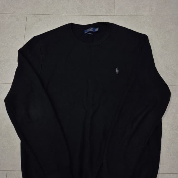 폴로 남성 블랙 피마 코튼 니트 L
