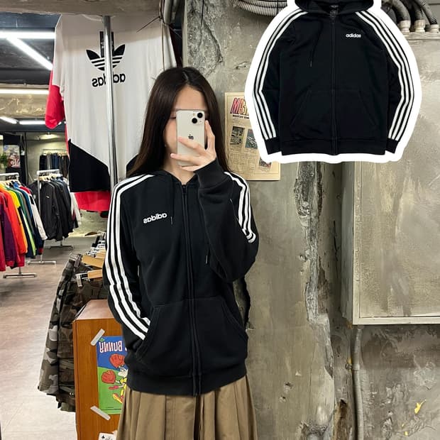 아디다스 후드집업 블랙 S #csz1397