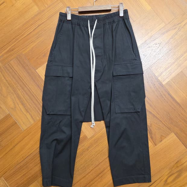 릭오웬스 블랙 카고 배기핏 팬츠