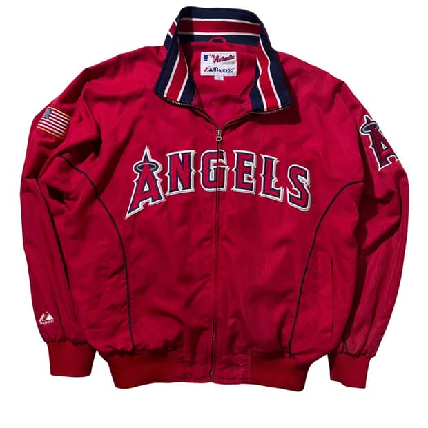 마제스틱 LA 에인절스 덕아웃 스타디움 바시티 자켓
