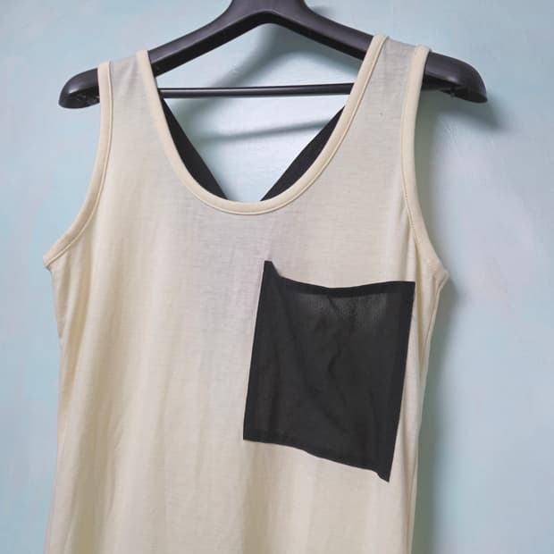 [F] juriano jurrie 아이보리 포켓 끈 민소매 원피스