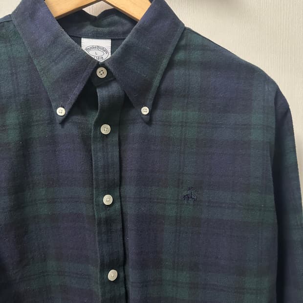 브룩스브라더스 네이비/그린 체크 플란넬 셔츠[L]