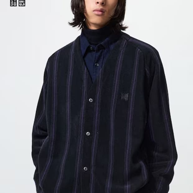 [새상품] 유니클로 니들스 스트라이프 가디건 블랙 S