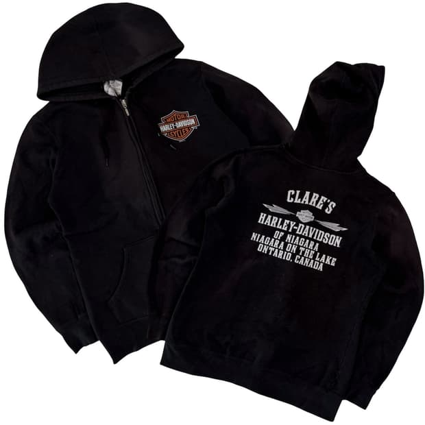 할리데이비슨 빈티지 방패로고 후드집업 블랙