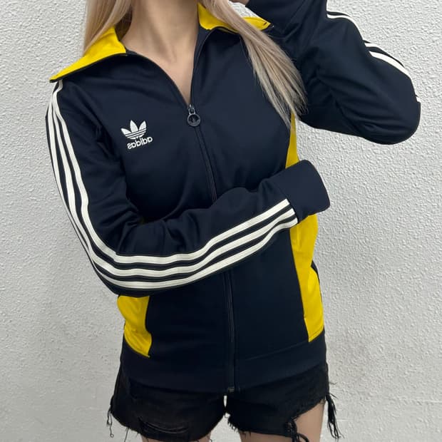 아디다스 유로파 옐로우배색 네이비 트랙탑 95
