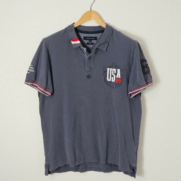 타미힐피거 USA 빈티지 폴로 반팔 카라티 코튼 클래식 올드스쿨 XL