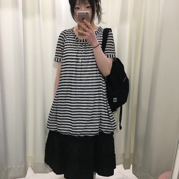 stripe balloon blouse