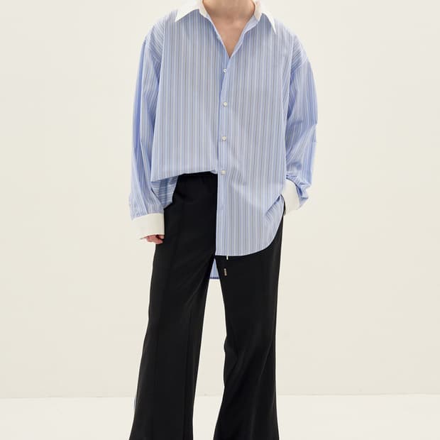 시스템옴므 23fw 파리컬렉션 버티컬 스트라이프 셔츠