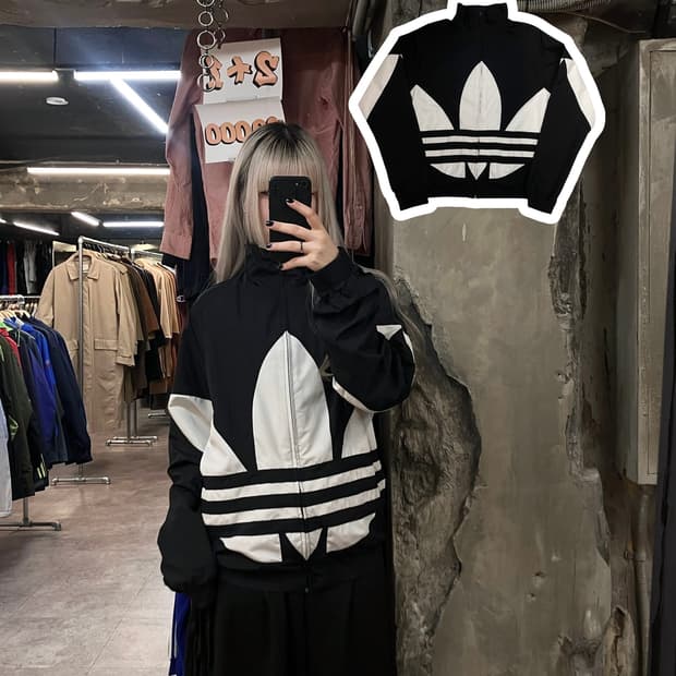 아디다스 빅로고 바람막이 블랙 M #csz3024 