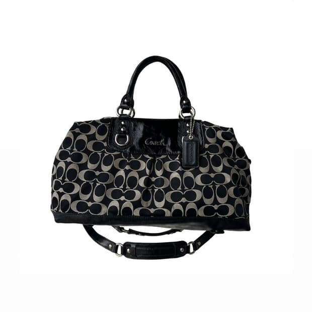 Coach 코치 스트랩 레더 호보백 블랙 그레이