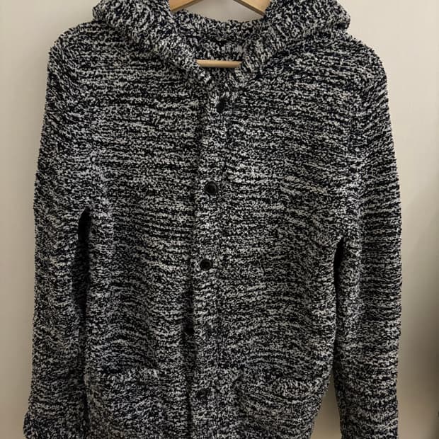 후드 니트 가디건 