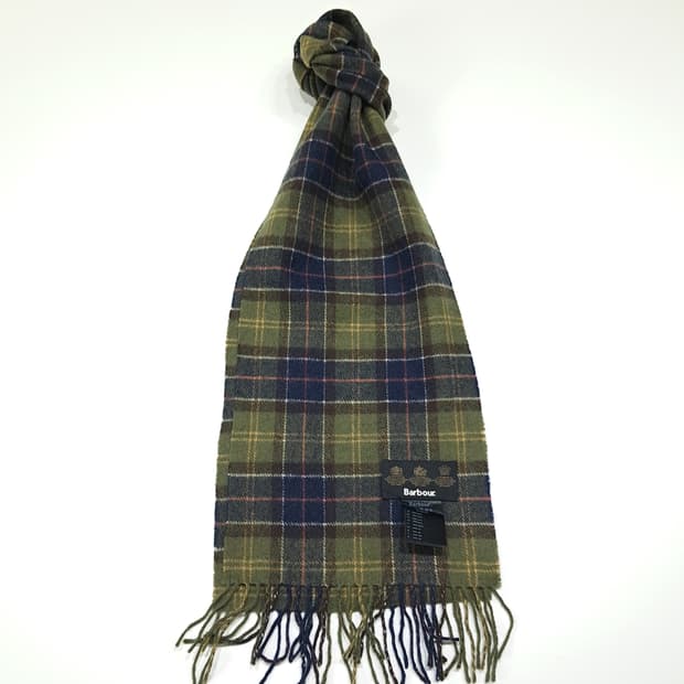 MX558 바버 00s 울 클래식타탄 올리브 머플러 목도리