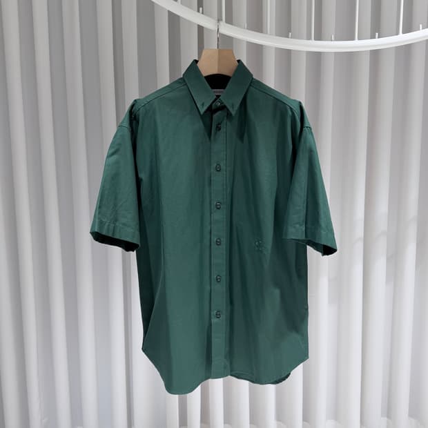 (A+/M) / 버버리 코튼 옥스포드 셔츠 반팔 그린