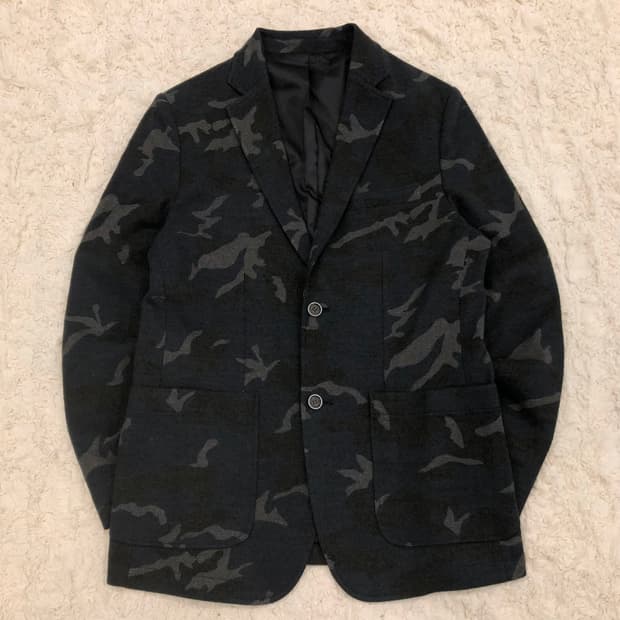 와이드앵글 울 카모 블레이저 자켓