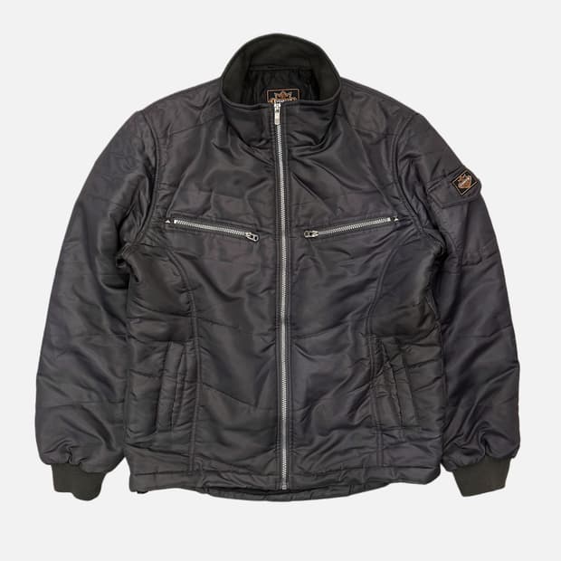 grey zip-up riding jacket