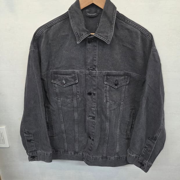 에이치앤엠 여성 학 자수 그레이데님 자켓 프리 오버핏 