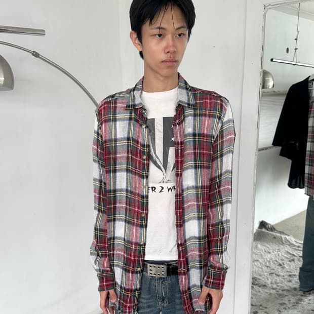 디젤 그런지 체크 집업 셔츠