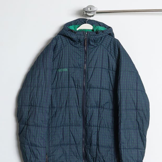 콜럼비아 체크 후드패딩