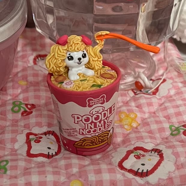 강아지 라멘 고전문구 고전완구 빈티지 라면 누들 리멘트 미니 피규어 라면