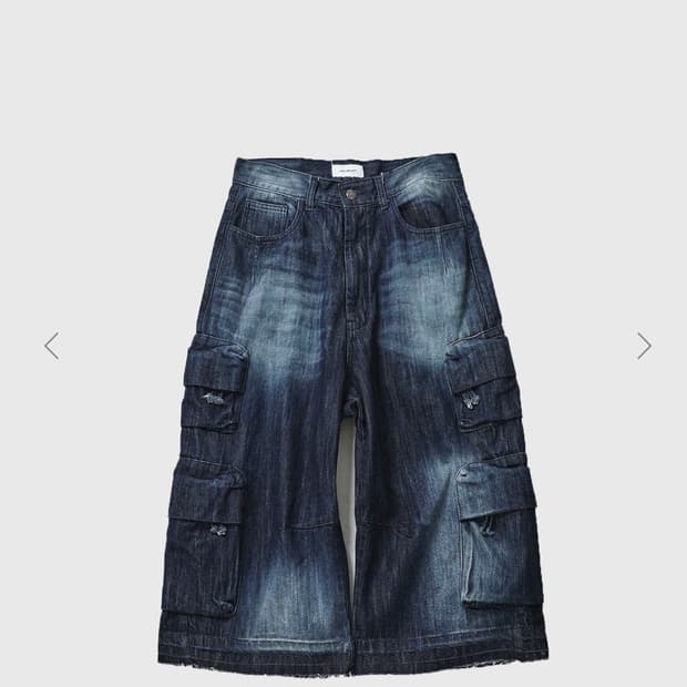 999휴머니티 커브드 카고 버뮤다 팬츠 인디고 3서이즈