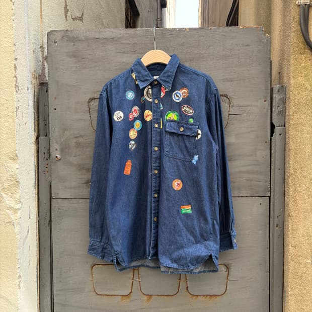 씨피컴퍼니 데님 멀티 패치 셔츠