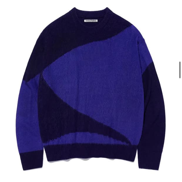 비바스튜디오 BLOCK ROUND KNIT [BLUE] L사이즈