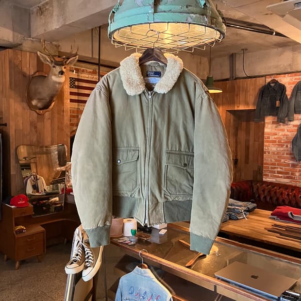 90s USA 빈티지 폴로 랄프로렌 코튼 G-1 다운 봄버 자켓