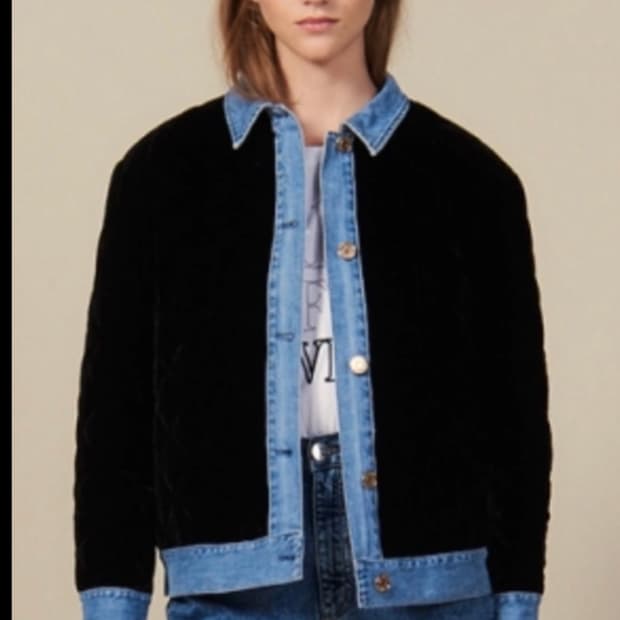 산드로 벨벳 퀼팅 자켓 55~66