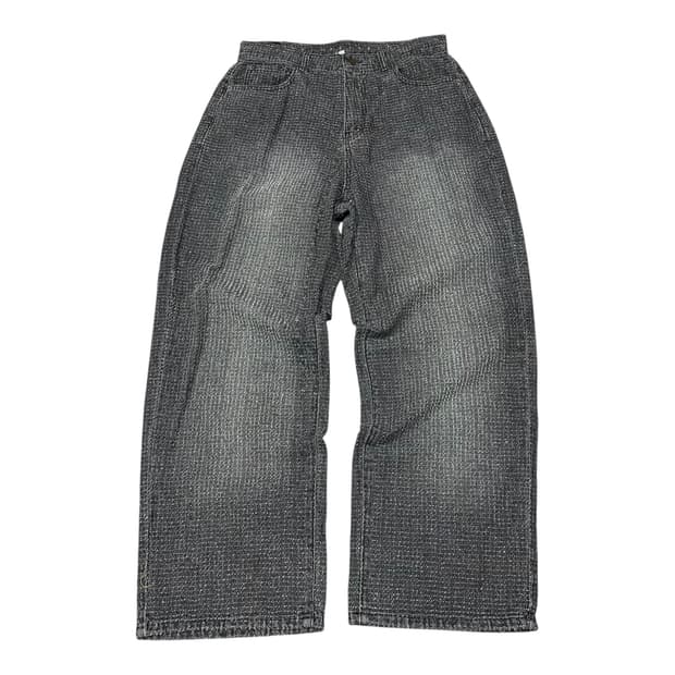 ✨ (바배) 노이어 24ss 데미지 스트라이프 이드 데님 팬츠 