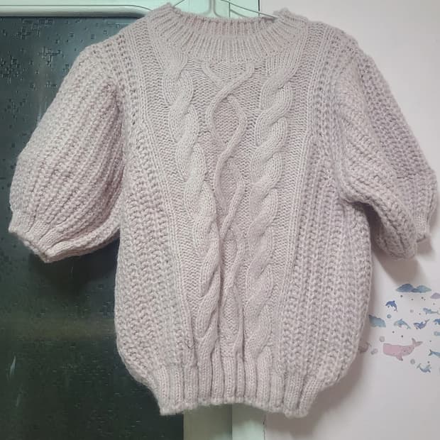 꽈배기반팔니트