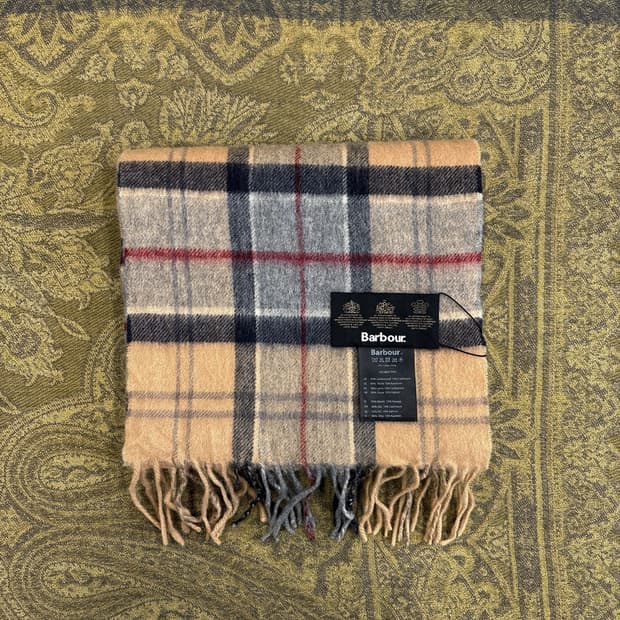 바버 헤리티지 톤다운 타탄체크 헤어리 캐시미어 머플러 N272